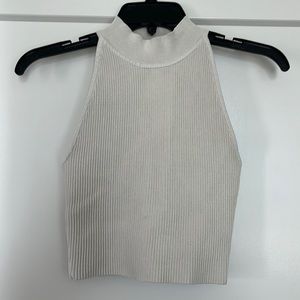 Aritzia Babaton Sculpt Knit Halter Top - size XS - Matte Pearl